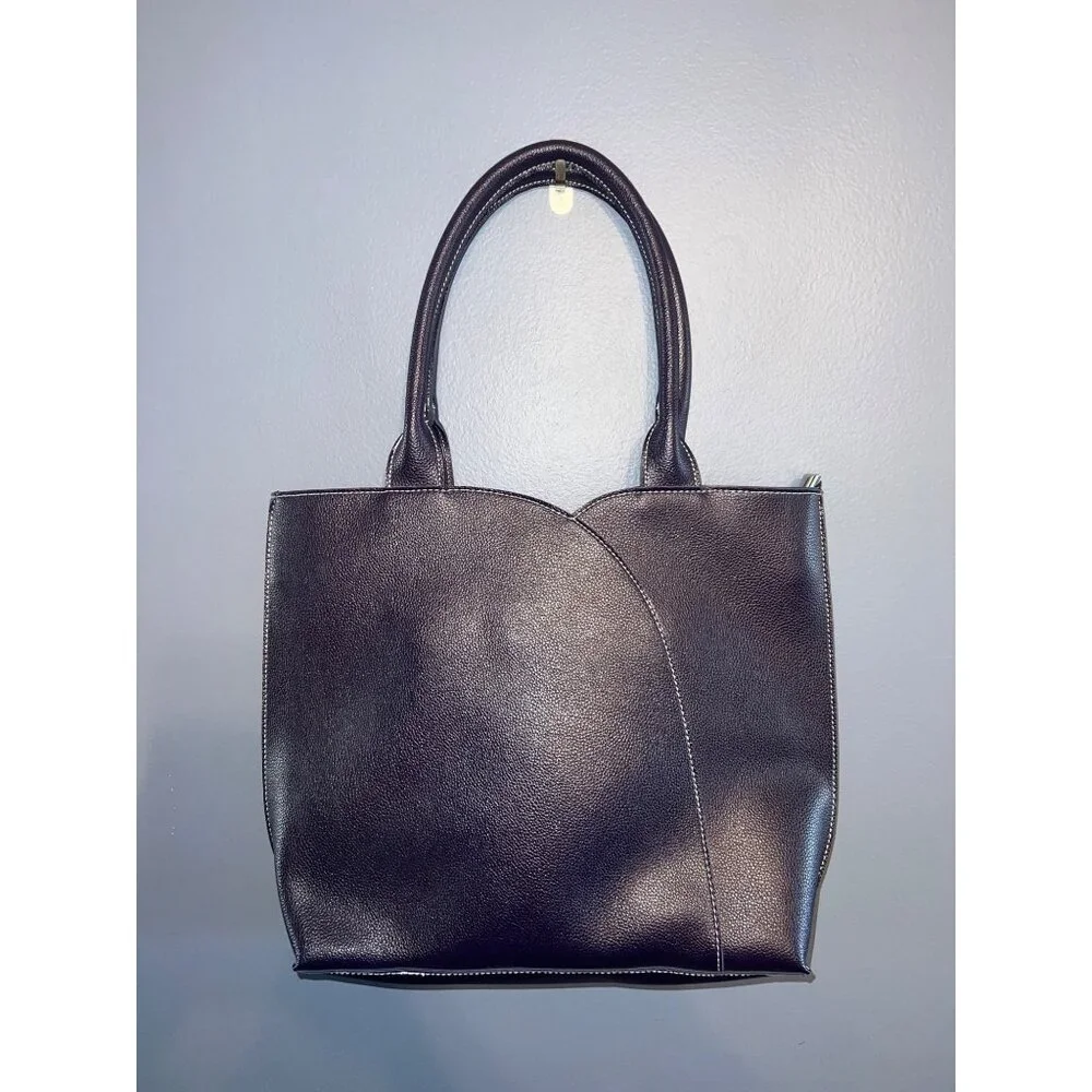 Mellow World Navy Blue/Purple Vegan Leather Tote‎ Purse W Multi Colored Tassels